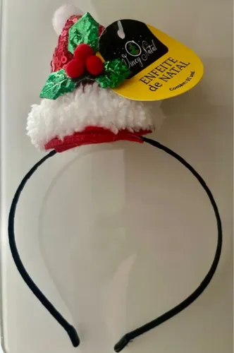 Diadema Tiara Gorro Papai Noel tamanho 20cmx12cm
