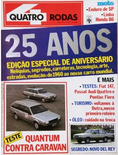 Caravan Diplomata x Quantum, Fusca 1961 x 1986 - Revista Quatro Rodas especial 25 anos