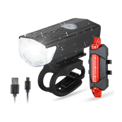 Kit Farol e Lanterna de Bicicleta Recarregável