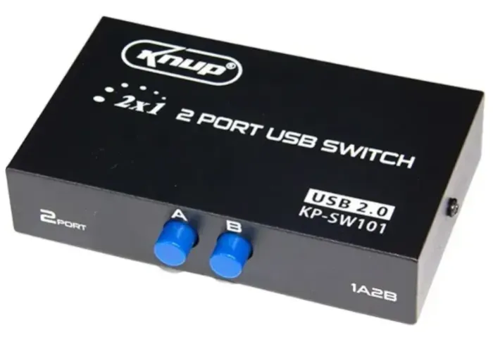 Switch Hub 2-Portas Usb 2.0 Tipo-B Knup KP-SW101 Para Impressora/Scanner 