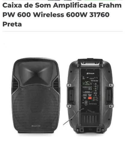 Caixa de Som Amplificada Frahm (NOVA) PW 600 Wireless 600W Preta