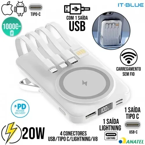 Carregador Portátil Indução Celulares iphone e Apple Watch Samsung