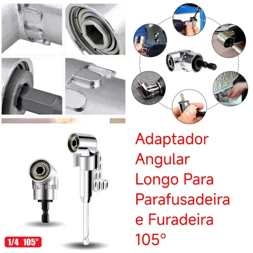 Adaptador Angular Longo Para Parafusadeira e Furadeira 105°