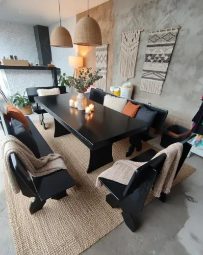 Mesa pedra de ardósia pintada e envernizada