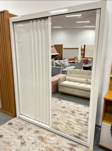 Guarda Roupa Com Espelho e Portas de Correr 100% MDF Lugano - Receba Hoje