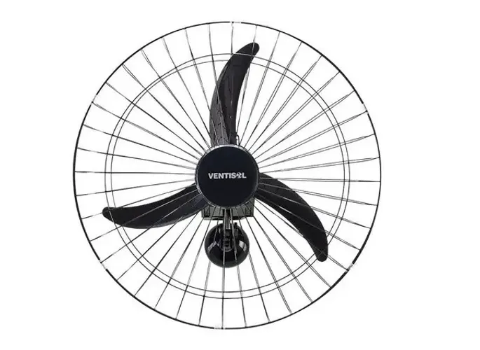 Ventilador de Parede Ventisol Oscilante 60cm, 147W, c/ 3 Pás Premium, Preto - 127V (NOVO)