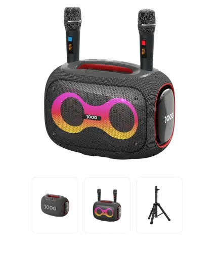 Speaker Joog Pair 1000 com 2 microfones sem fio 130W IPX6 Bluetooth/TWS + Tripé
