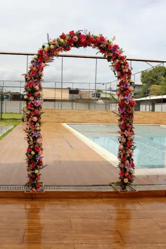 Painel Arco Portal Duplo Estrutura Ferro Casamento Luxo
