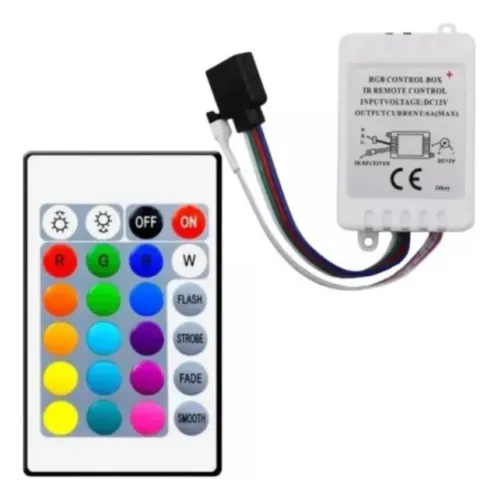 Controladora E Controle Remoto P/ Fita Led Rgb 3528 5050 12v - Armarinho Ditudo