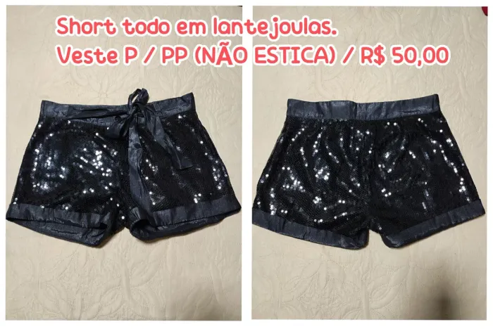 Short Paetê Preto P/PP
