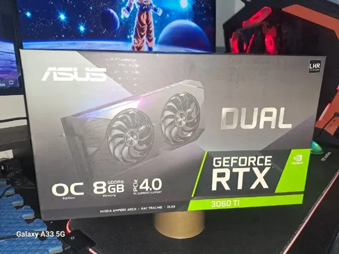 CAIXA VAZIA VGA ASUS RTX 3060 TI - Sem detalhes, com a caixa interna.