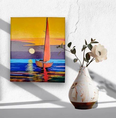 Quadro de pintura Mini Quadro de Barco a Vela