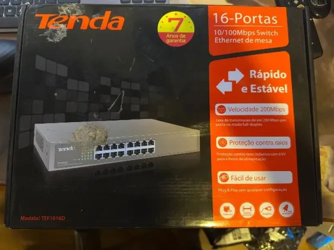 Switch Tenda  Tef1016d 16 Portas Ethernet 10/100mbps Rack Novo Lacrado nunca Usado