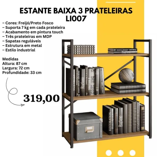Estante Baixa Industrial com 3 Prateleiras - ENTREGA HOJE !!!