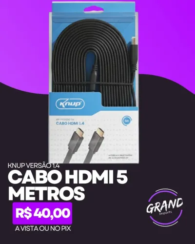 Cabo HDMI 5m versão 1.4