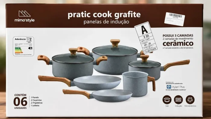 Conjunto de Panelas Pratic Cook Grafite - Mimo Style