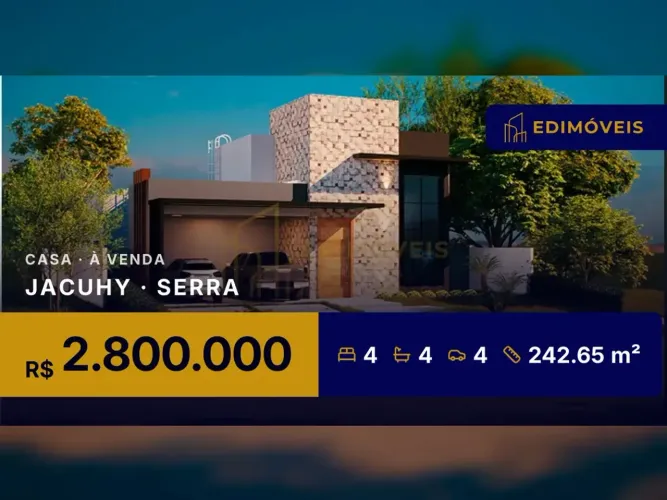Casa 4 quartos no Jacuhy, espaço gourmet e piscina privativa para seu lazer