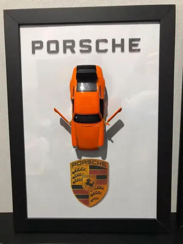 Quadro 3D com carrinho de metal