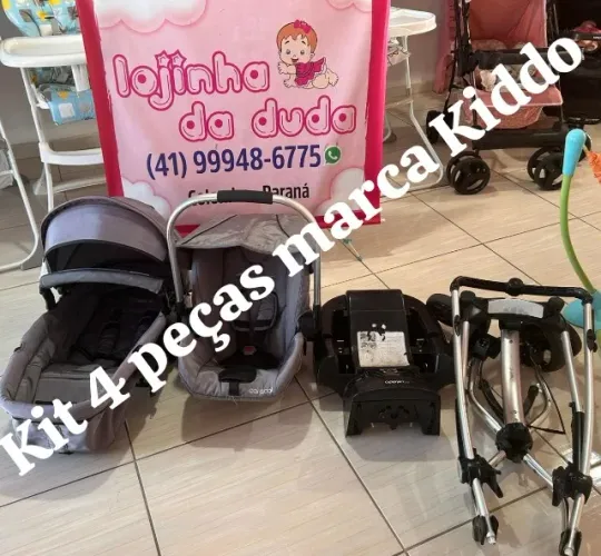 Carrinho kiddo + bb conforto + base cor cinza, usados porem em perfeito estado