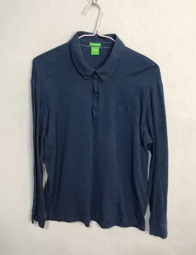 Camiseta Polo Manga Longa Hugo Boss Cinza - Usada