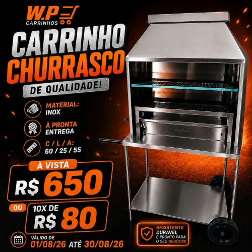 Carrinho de churrasco inox