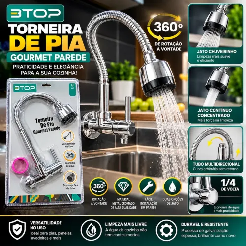 Torneira de pia gourmet parede