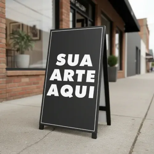 Cavalete de Ferro Pronto com a Arte do Seu negócio