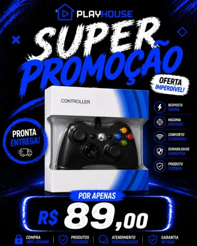 Controle Xbox 360 TV PC com fio - Playhouse 