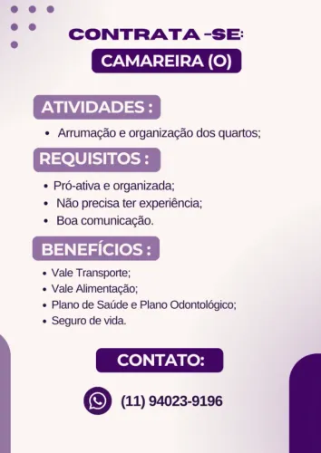 VAGA CAMAREIRA (O)