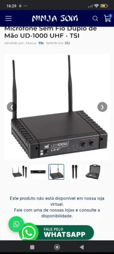 Microfone sem fio duplo de mão UD-1000 UHF - Marca TSI
