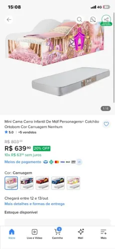 Cama infantil de princesa na caixa