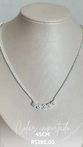 Colar 4 Rosas cravejado (Prata925)