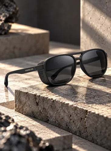 Óculos De Sol Kingseven Esportivo Proteção Lateral Preto Fosco