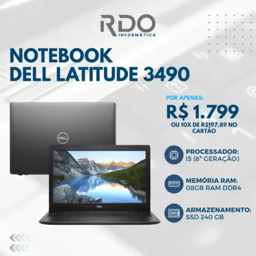 Notebook Dell 3490 Core I5 8A 08GB RAM DDR4 SSD 240GB | Ideal para Estudos