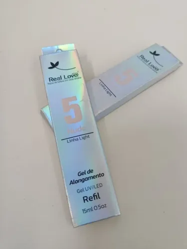 Kit com 2 Gel para alongamento Real Love Linha Light, na cor nude 5 15 ml