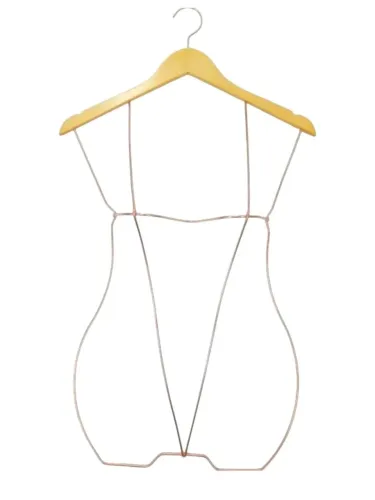 Kit 6 Cabides de Madeira Marfim Silhueta 3D Metal - Rose Gold - 82cm X 42cm