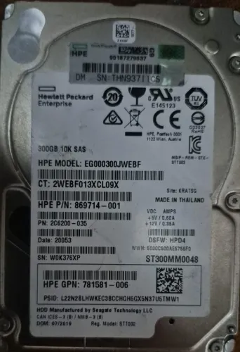 Disco Rigido Hd hp 300gb sas 10k