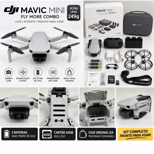 Drone DJI Mavic Mini Fly More Combo Completo + 3 Baterias + Case + 64GB
