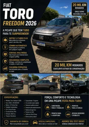 Fiat Toro Freedom 1.3 T270 4X2 Flex AUT 2026