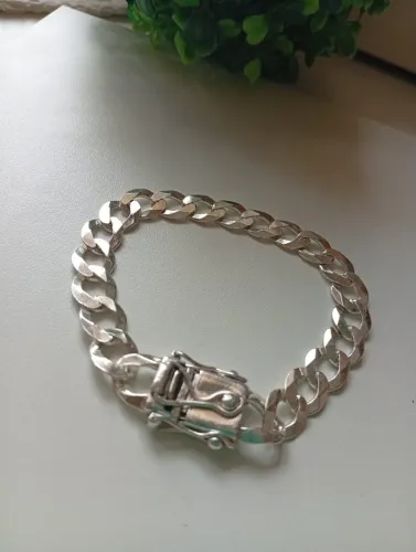 Prata 925 Pulseira Escama 10mm Atacador 3 Travas