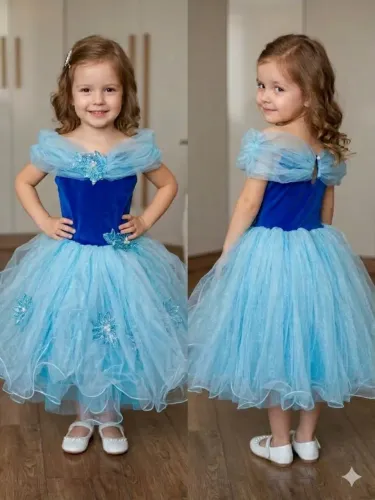 vestido de festa infantil azul 4 anos