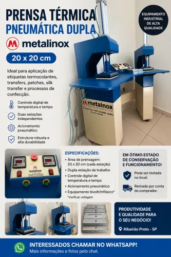 Prensa térmica pneumática dupla