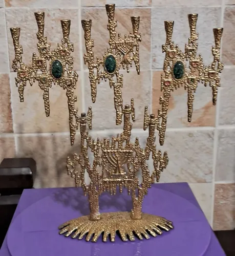 RARÍSSIMA PEÇA DE ARTE JUDAICA - MENORA MADE ISRAEL - WAINBERG ORIGINAL