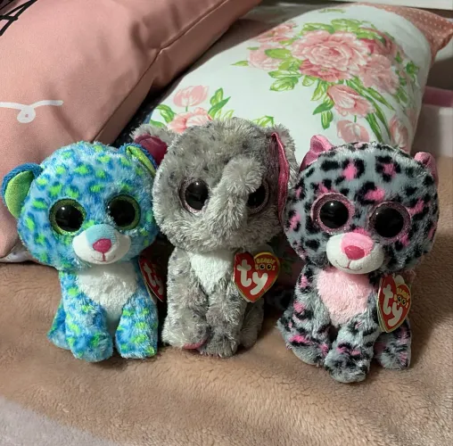 Kit 3 pelúcias Ty Beanie Boos originais (Specks, Tasha e Leona), com etiquetas originais