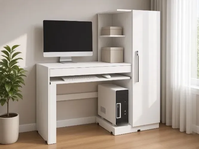 Escrivaninha Office com Armário 1,30m Branco (NOVO A PRONTA ENTREGA)