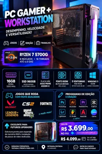 PC Gamer e Edição Ryzen 7 5700G | 16GB RAM | Win 11