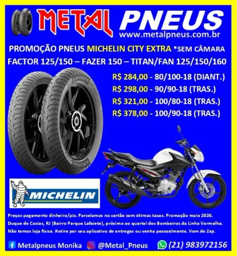 Pneu Moto Michelin Factor Titan Fan Yes GSR - Sem Câmara