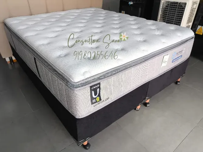 CAMA BOX QUEEN COM PILLOW TOP EM GEL