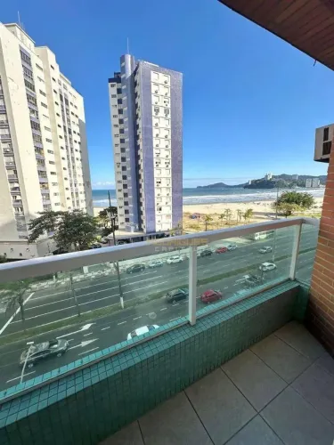 Vista mar - Apartamento 2 dormitórios + dependência serviço - 1 vaga e prédio com salão fe