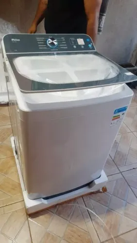 Máquina de Lavar Roupas Philco 14Kg, 12 Lavagens, Cesto Aço Inox, Pés Niveladores Ajustáve